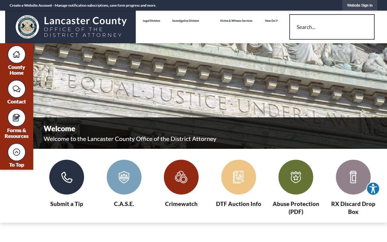 Lancaster County District Attorney court records after arrest page