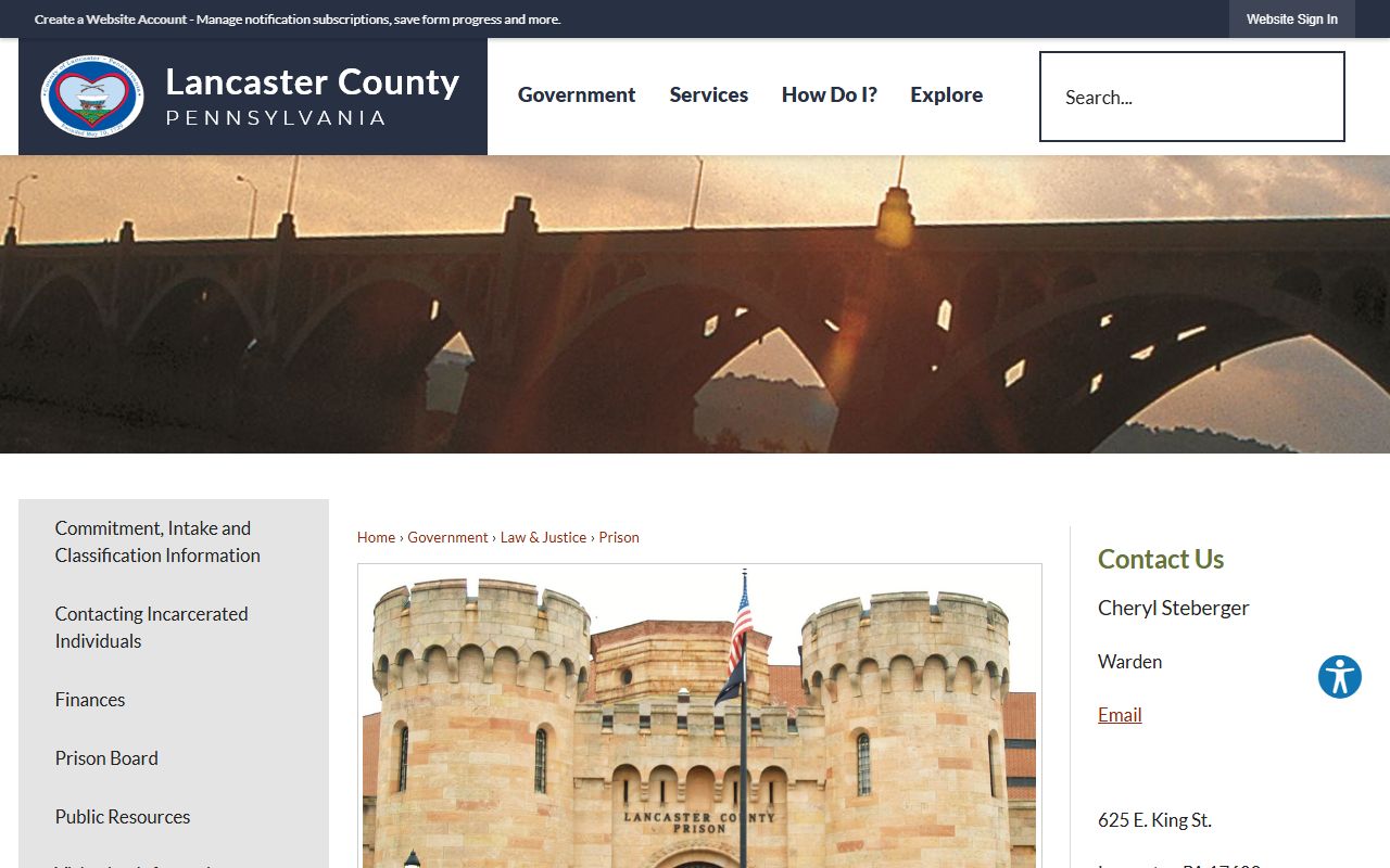 Lancaster County Prison inmate population official prison page