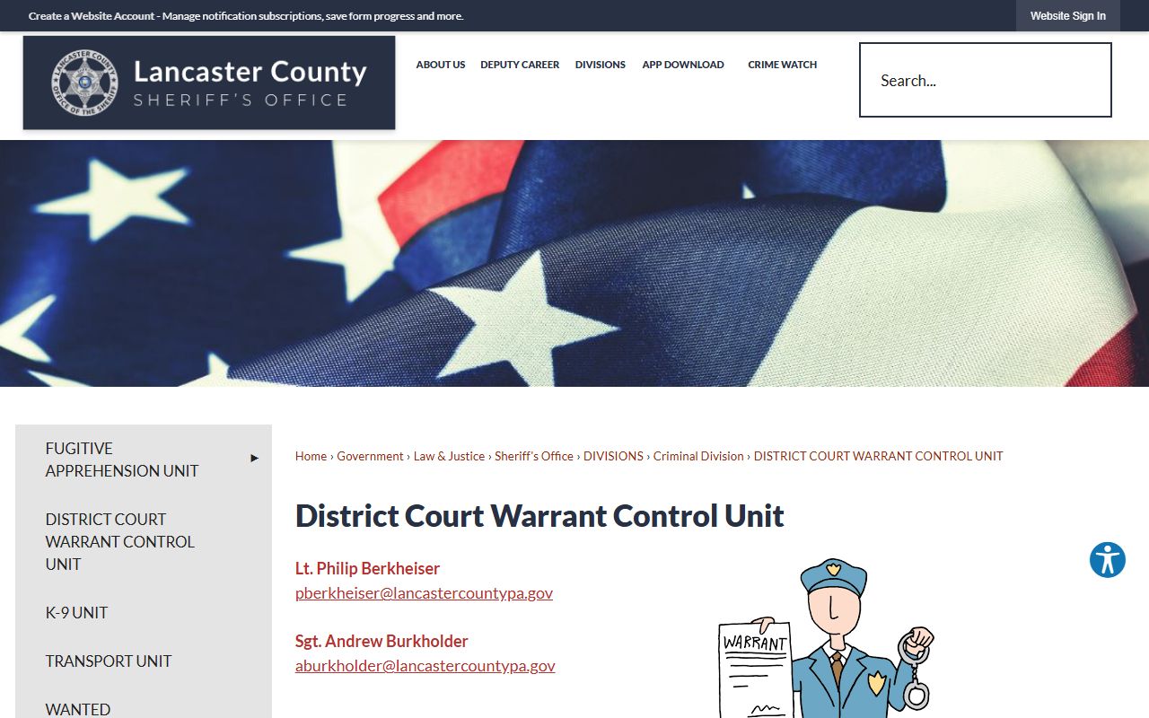 Lancaster County warrant control court records after arrest