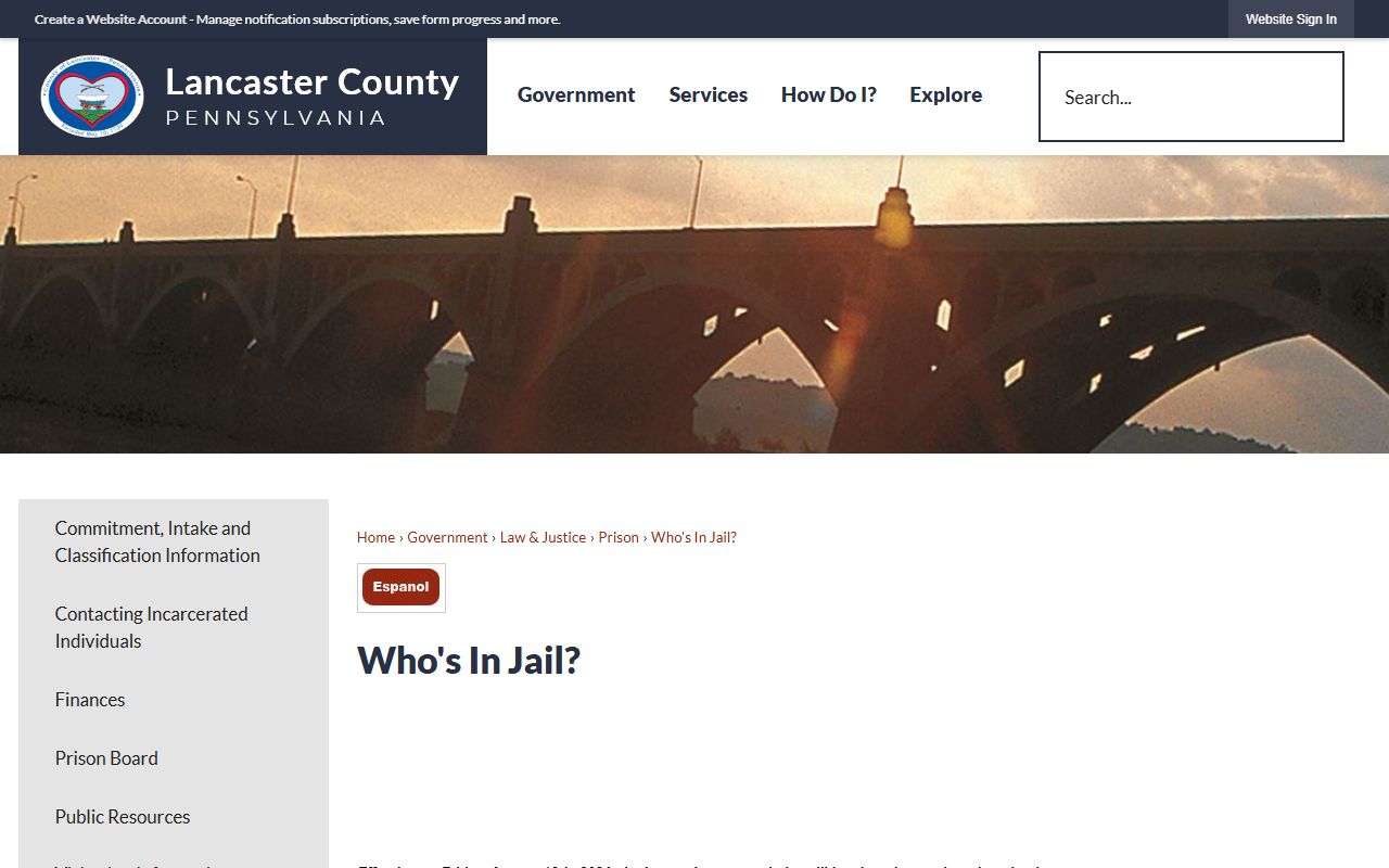 Lancaster County inmate records Who's In Jail policy page