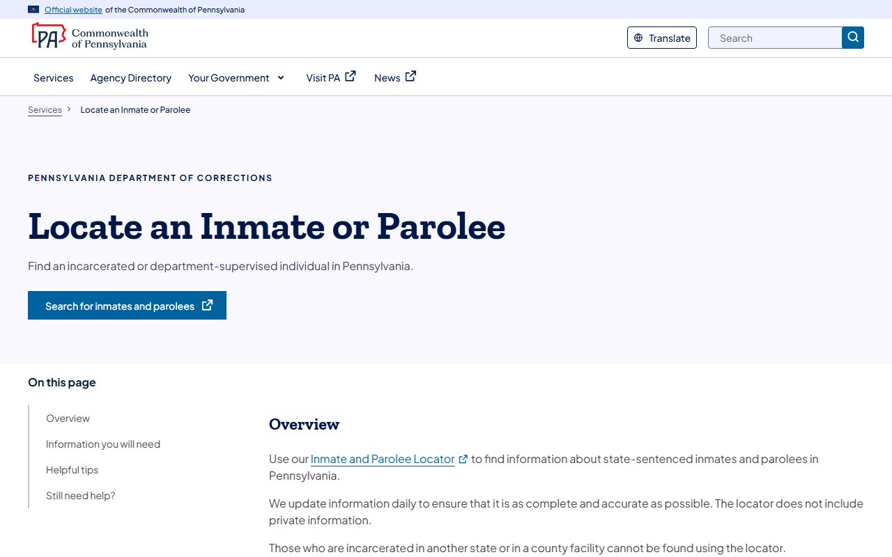 Lancaster County jail mugshots PADOC state inmate photo locator