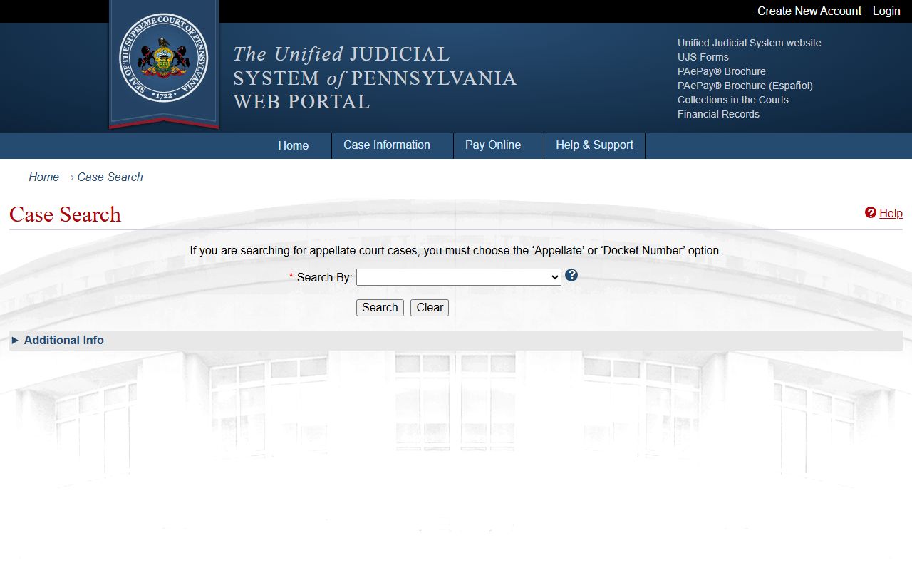 Lancaster County court records after arrest UJS case search form